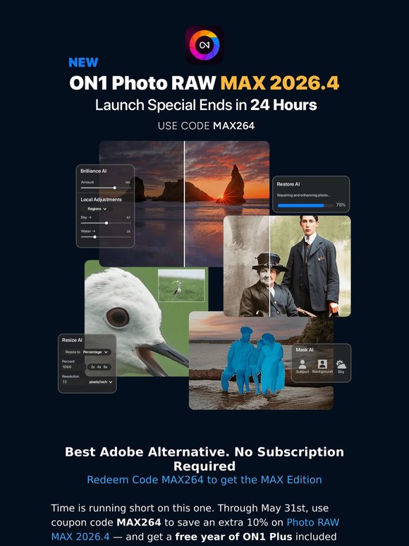 One Day Left — Code for Photo RAW MAX Inside