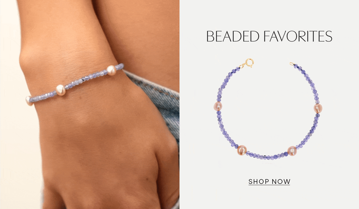 Beaded Favorites >> Tanzanite & Pink Pearl Station Bracelet