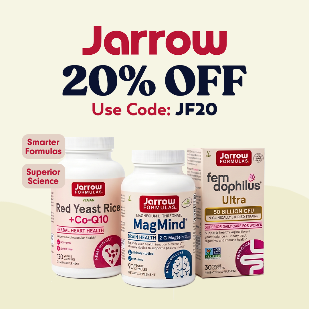 Jarrow Formulas supplements with 20% OFF. Use Code: JF20
