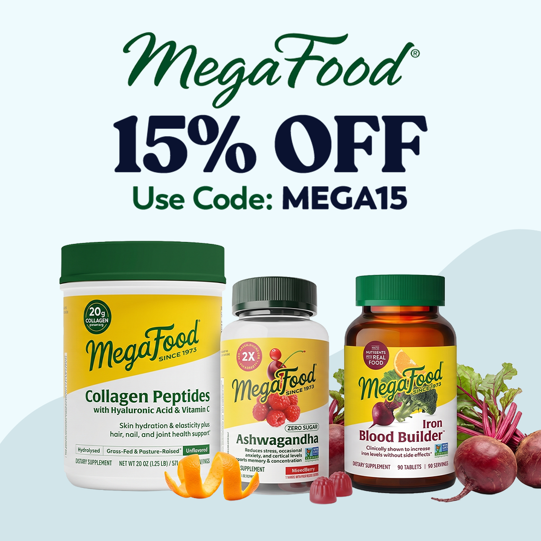 MegaFood supplements with 15% OFF select items. Use Code: MEGA15