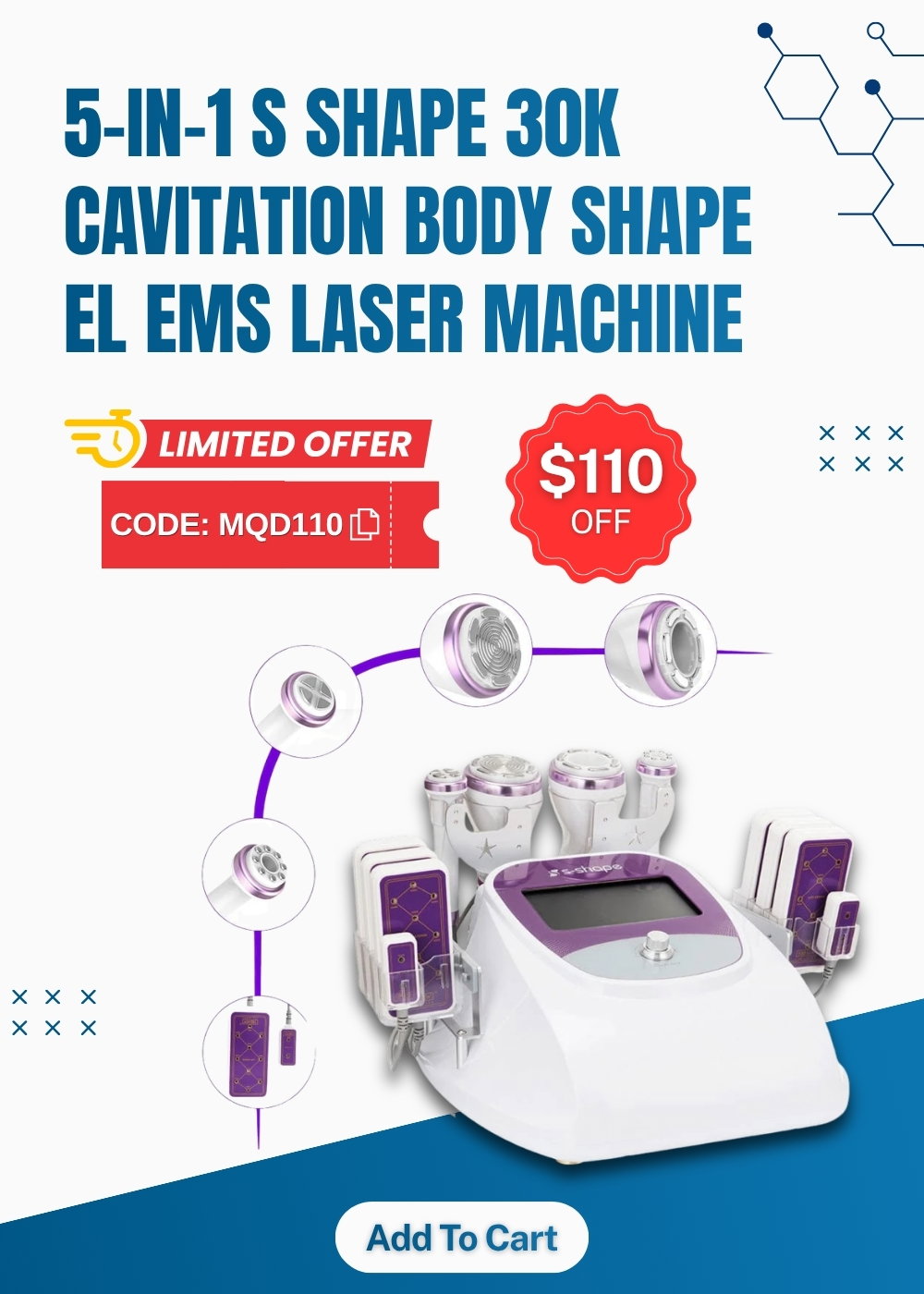 5-in-1 S Shape 30k Cavitation Body Shape   EL EMS Laser Machine