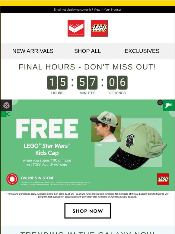 ⏳ Final Call: Grab Your FREE LEGO® Star Wars™ Cap!