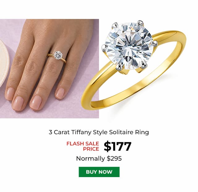 3 Carat Tiffany Style Solitaire Ring Gold Clad
