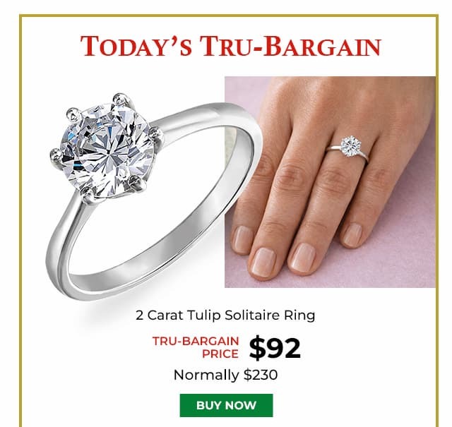 2 Carat Tulip Solitaire Ring Platinum Clad
