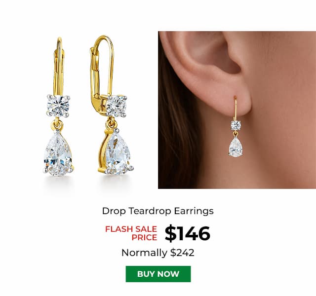 Drop Teardrop Earrings Gold Clad