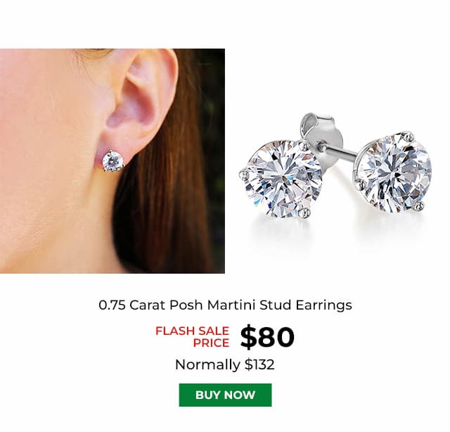 0 75 Carat Posh Martini Stud Earrings Platinum Clad