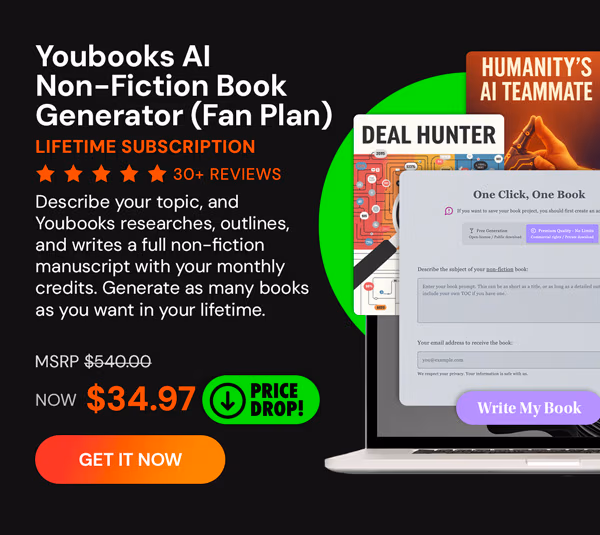 Youbooks AI Non-Fiction Book Generator: (Fan Plan) Lifetime Subscriptions