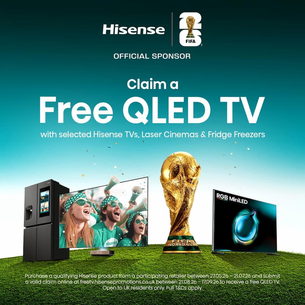 Claim a free QLED TV with selected Hisense TVs, Laser Cinemas & Fridge Freezers at Crampton and Moore