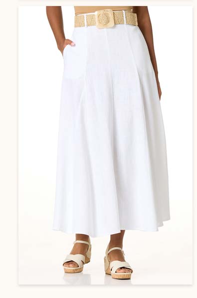 Shop Belted Linen Maxi Skirt