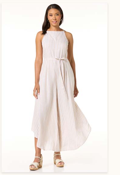 Shop Stripe Linen Jumpsuit