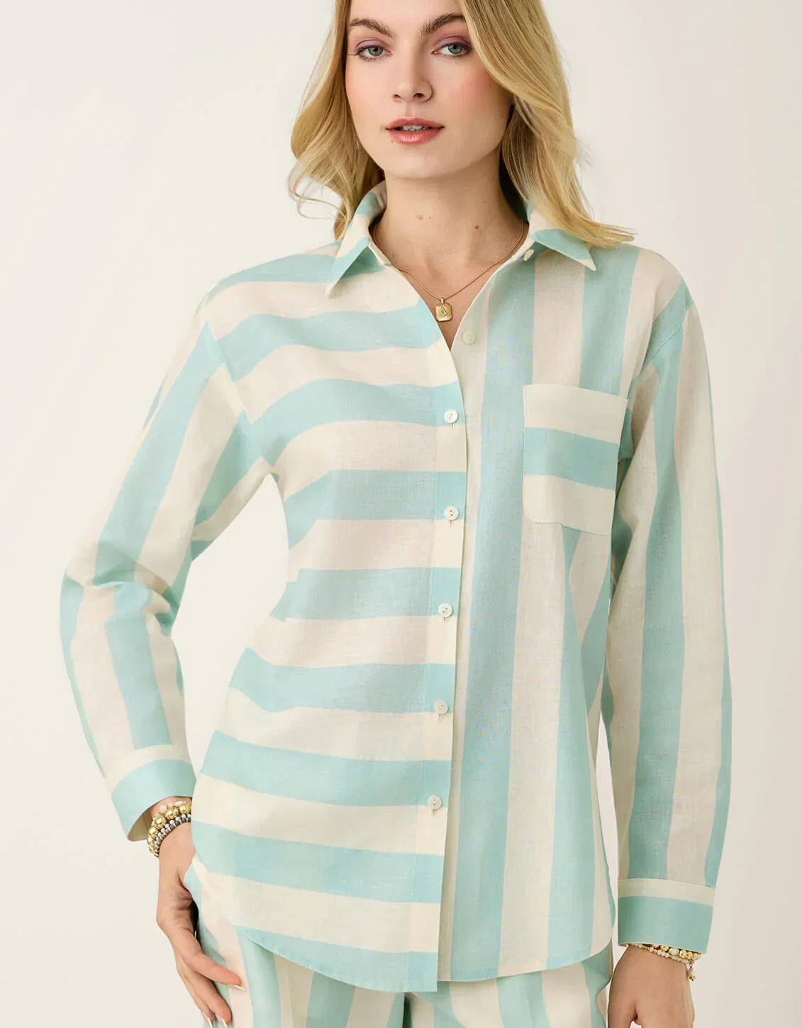 Image of Aida Buttonfront Shirt Admiral Stripe