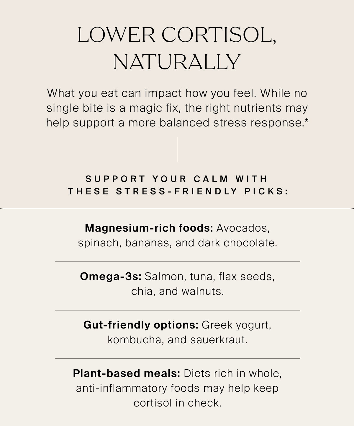 LOWER cortisol, NATURALLY