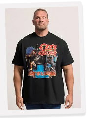 BadRhino Big & Tall Black Extra Long Ozzy Osbourne Graphic T-Shirt