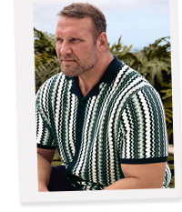 BadRhino Big & Tall Blue & Green Knitted Revere Collar Shirt