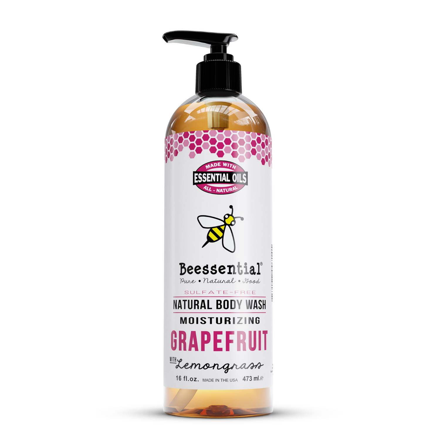 Image of Beessential Natural Body Wash - 16 oz - Grapefruit with Lemongrass