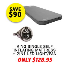 Premium Self-Inflating Mattress King Single + 2 in 1 LED Light/Fan