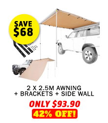 2 x 2.5m Awning + Awning Mounting Brackets (Pair) + Awning Side Wall - 2.5m