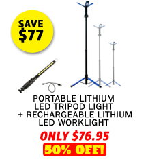 Portable Lithium LED Tripod Light + Rechargeable Lithium LED Worklight
