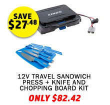 12V Travel Sandwich Press + Knife and Chopping Board Kit