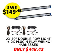 2x 40 Double Row Light Bar + 2x Plug N Play Wiring Harness