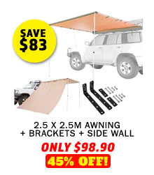Awning 2.5 x 2.5m + Awning Mounting Brackets (Pair) + Side Wall