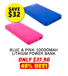 Blue 10000mAh Lithium Power Bank + Pink 10000mAh Lithium Power Bank