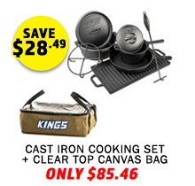 Cast Iron Cooking Set + Clear Top Canvas Bag