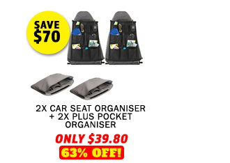 2x Car Seat Organiser + 2x Plus Pocket Organiser