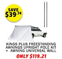 Plus Freestanding Awnings Upright Pole Kit (Twin Pack) + Plus Tourer Freestanding Awning Universal Wall