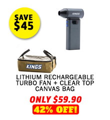 Lithium Rechargeable Turbo Fan + Clear Top Canvas Bag