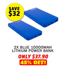 2 x Lithium Power Bank 10000mAh Blue