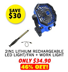 2in1 Lithium Rechargeable LED Light/Fan + Work light Kings