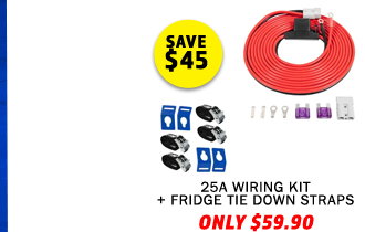 25A Wiring Kit + Fridge Tie Down Straps - (4 Pack)