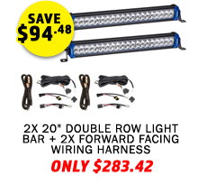 2x 20 Double Row Light Bar + 2x Plug N Play Wiring Harness