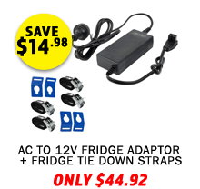 AC To 12V Fridge Adaptor + Fridge Tie Down Straps - (4 Pack)