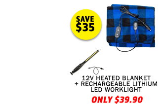 12V Heated Blanket + Rechargeable Lithium LED Worklight