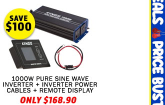 1000W Pure Sine Wave Inverter + Inverter Power Cables + Premium Inverter Remote Display