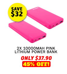 2 x Lithium Power Bank 10000mAh Pink