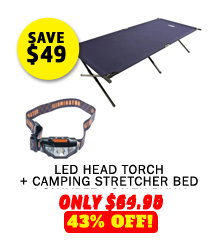 Illuminator LED Head Torch + Camping Stretcher Bed