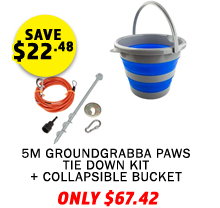GroundGrabba Grounded Paws Tie Down Kit - 5m + Collapsible 10L Bucket