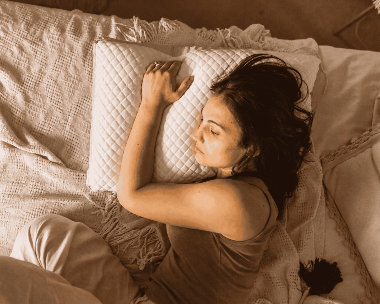 Woman sleeping on pillow