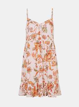 Floral Print Mini Dress Ivory
