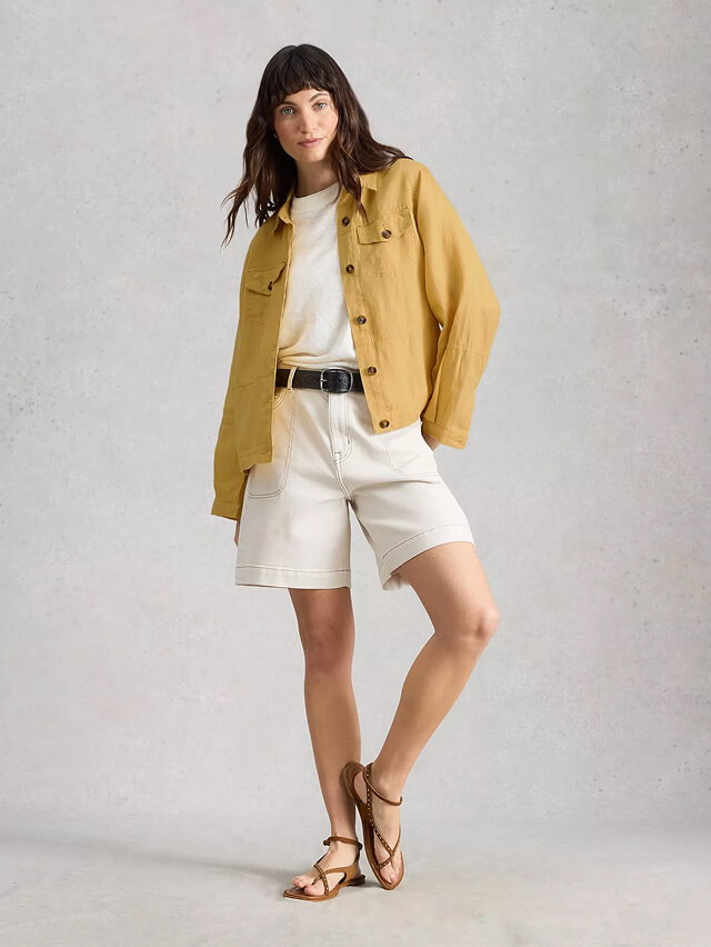 Shop Camille Linen Collared Jacket