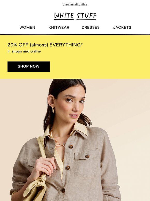 20% off linen you'll take everywhere