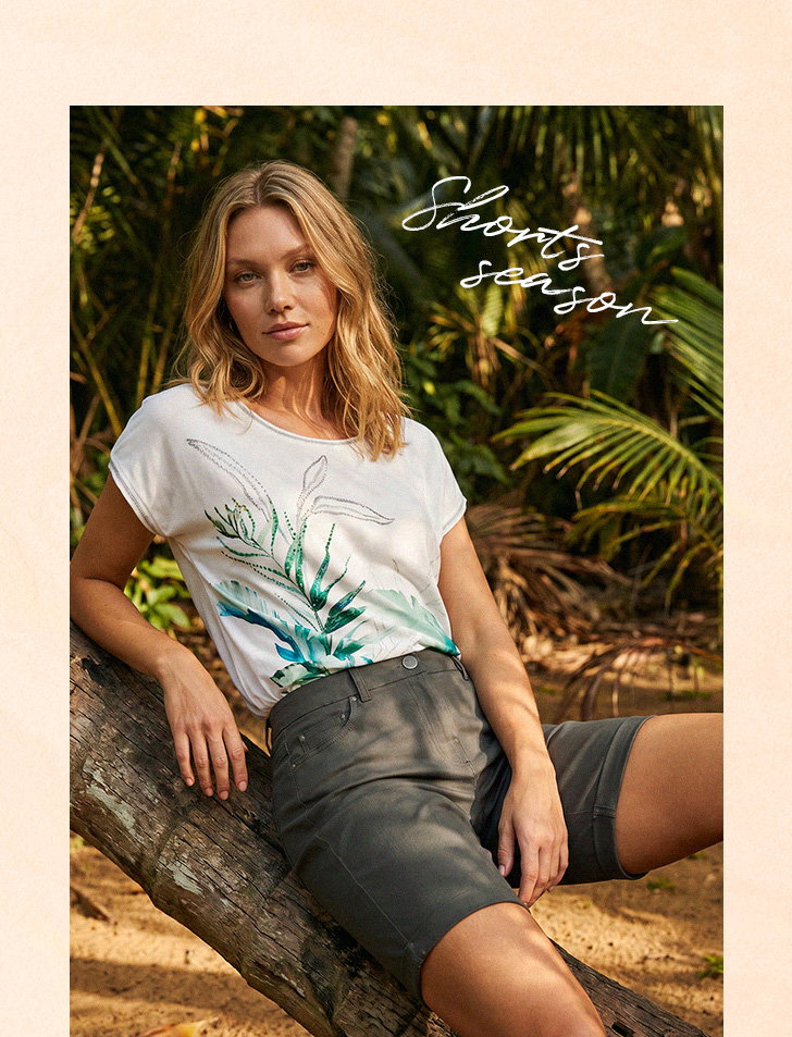 Forest Elastic Waist Turn Up Stretch Shorts