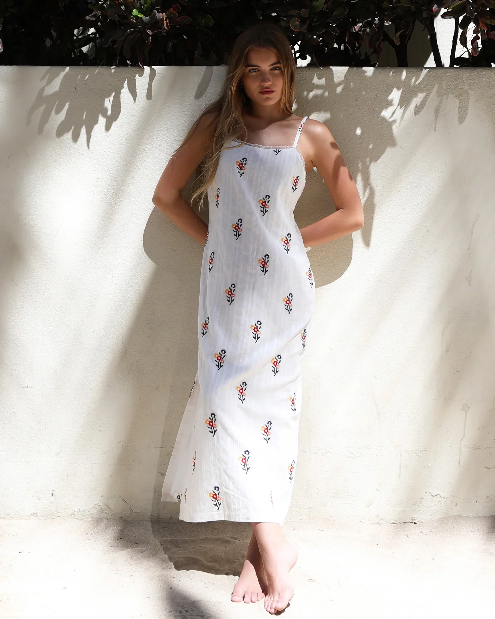 Image of She Blooms Floral Midi Dress - White