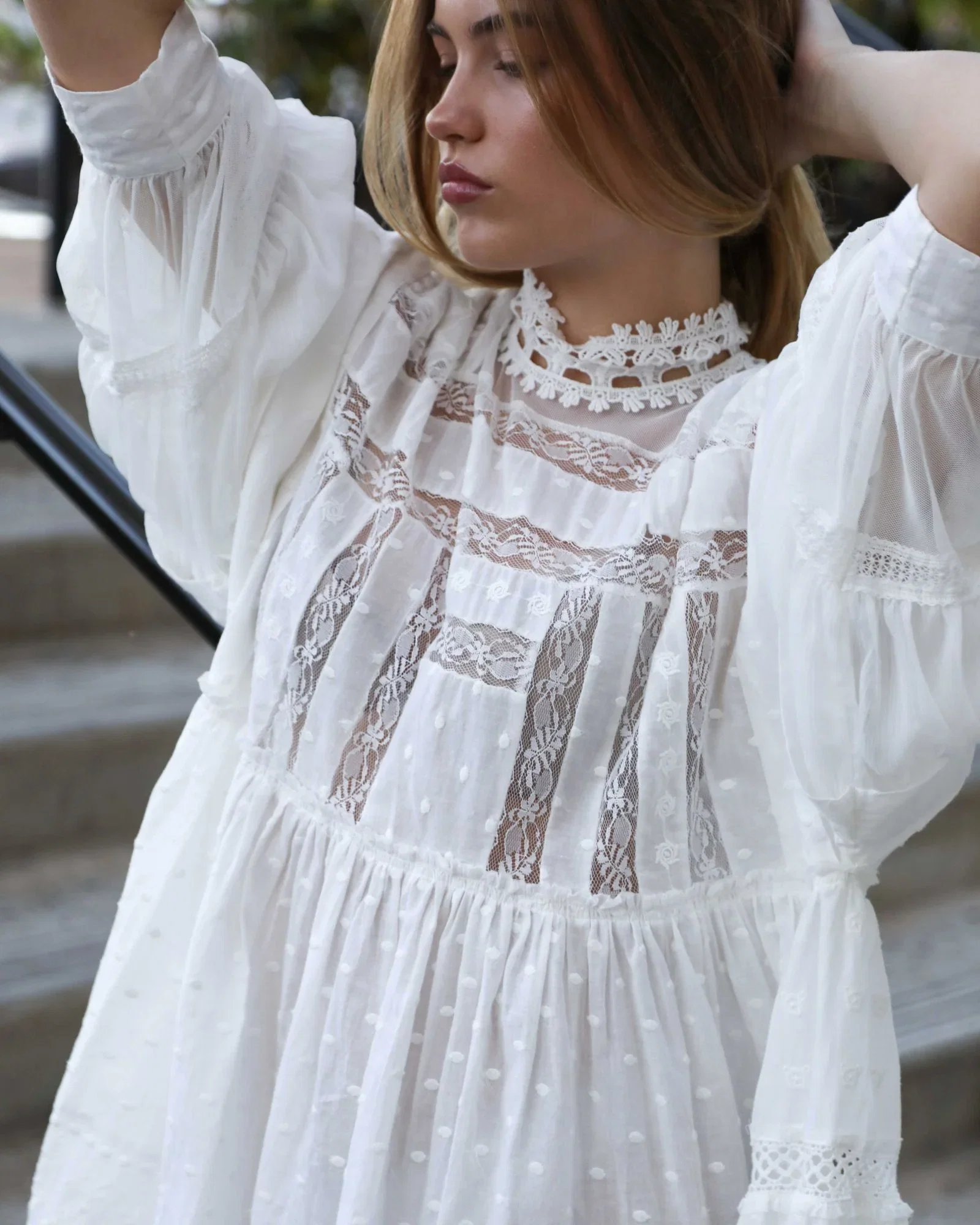 Image of Unforgettable Oversized Lace Mini Dress - White