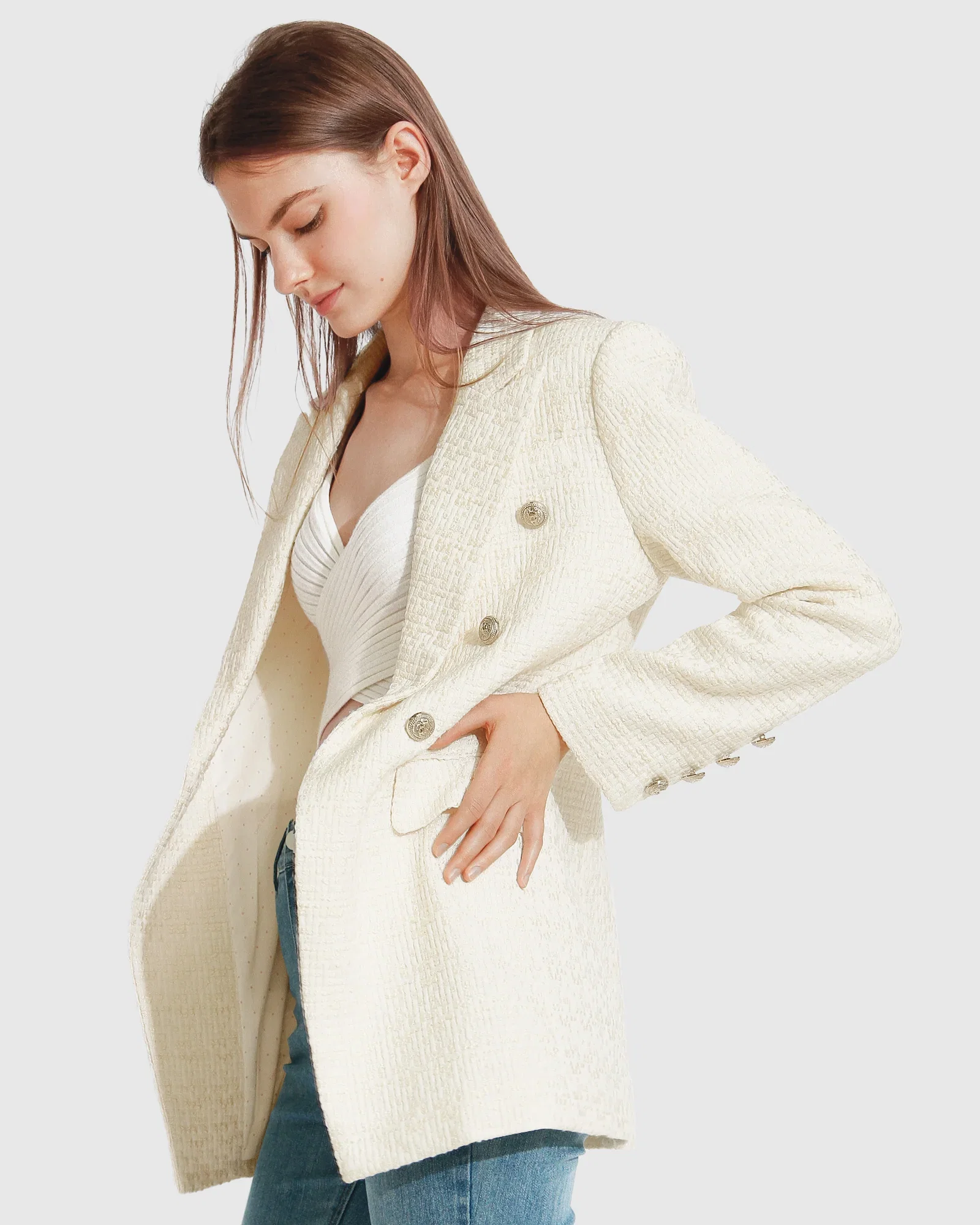 Image of Princess Polina Tweed Blazer - Cream
