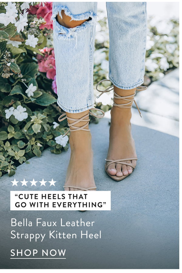 Bella Faux Leather Strappy Kitten Heel