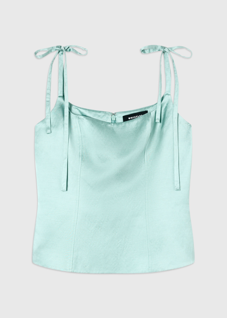 Pale Blue Satin Cami Top